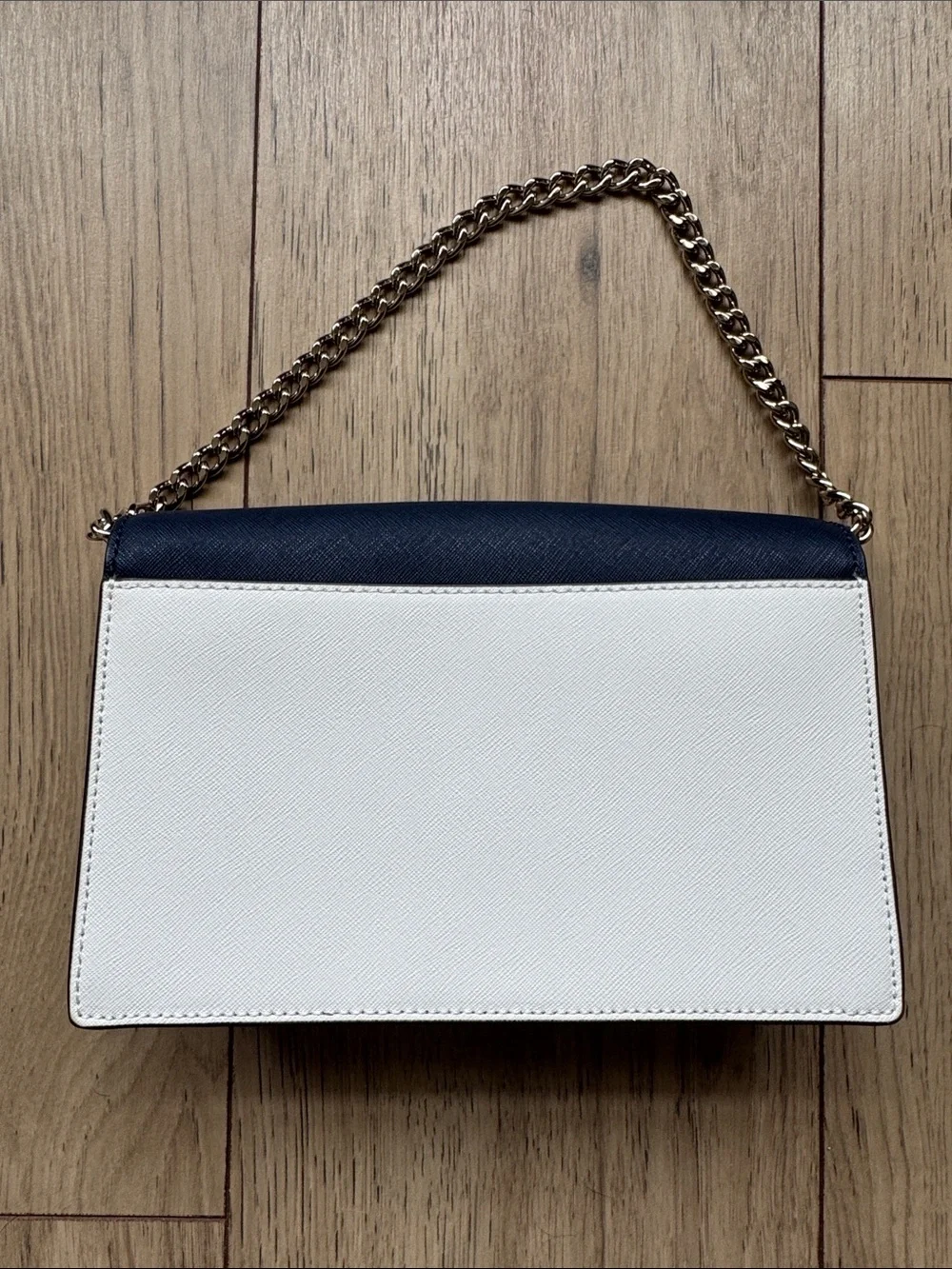 Kate Spade Navy Blue White Green Crossbody Purse Bag Silver Hardware Chain